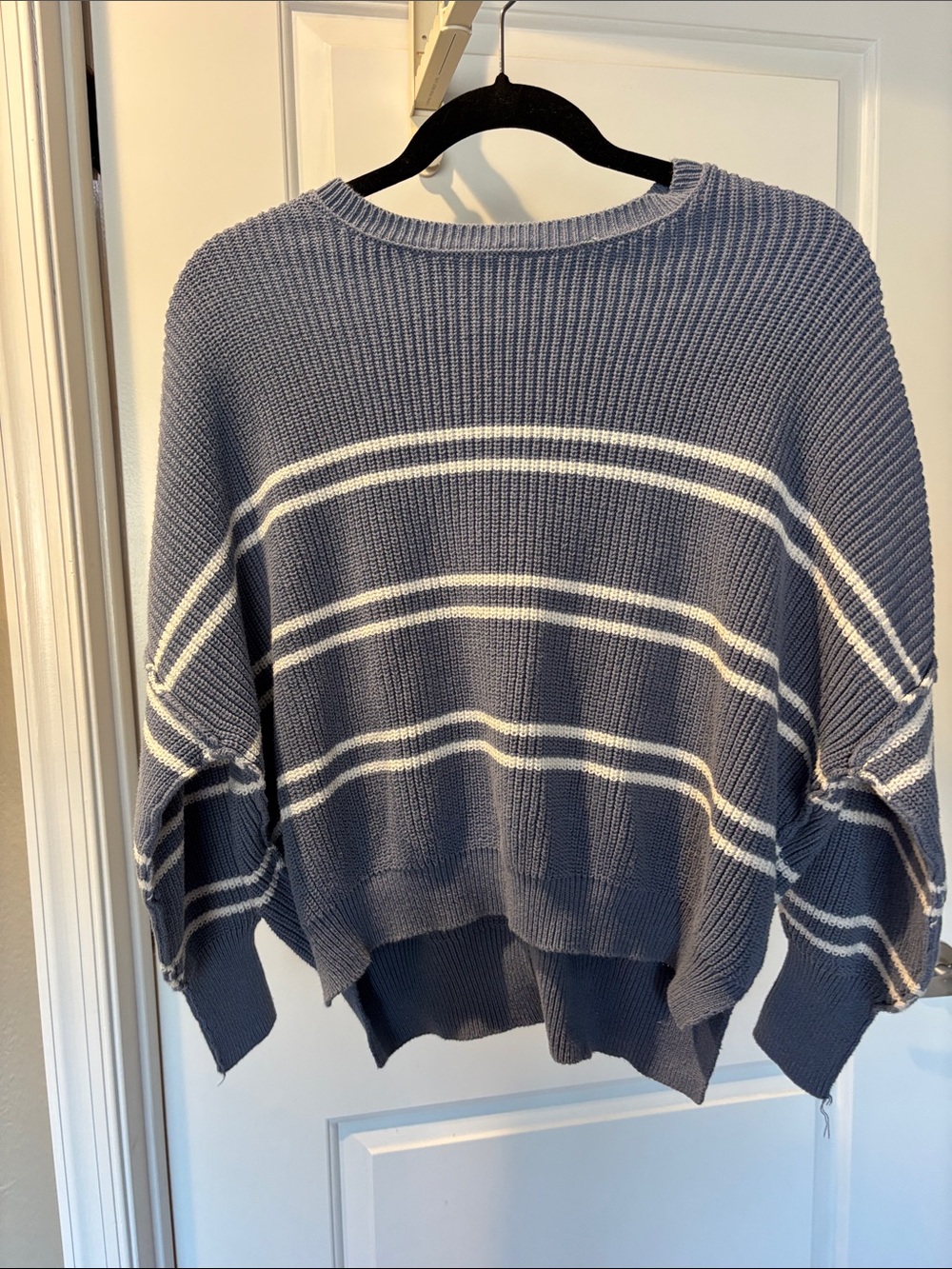 Women’s Blue Striped Crewneck Sweater